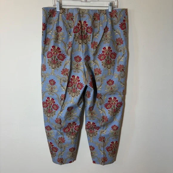 Vintage Talbots Women's Blue Floral Print Cropped Stretch Pants Size 18 Trousers - Picture 4 of 8